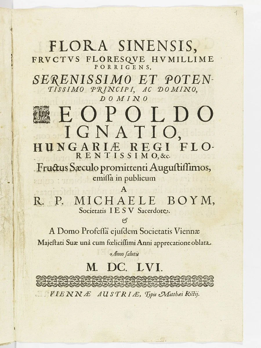 Title page of «Flora Sinensis», Vienna, 1656