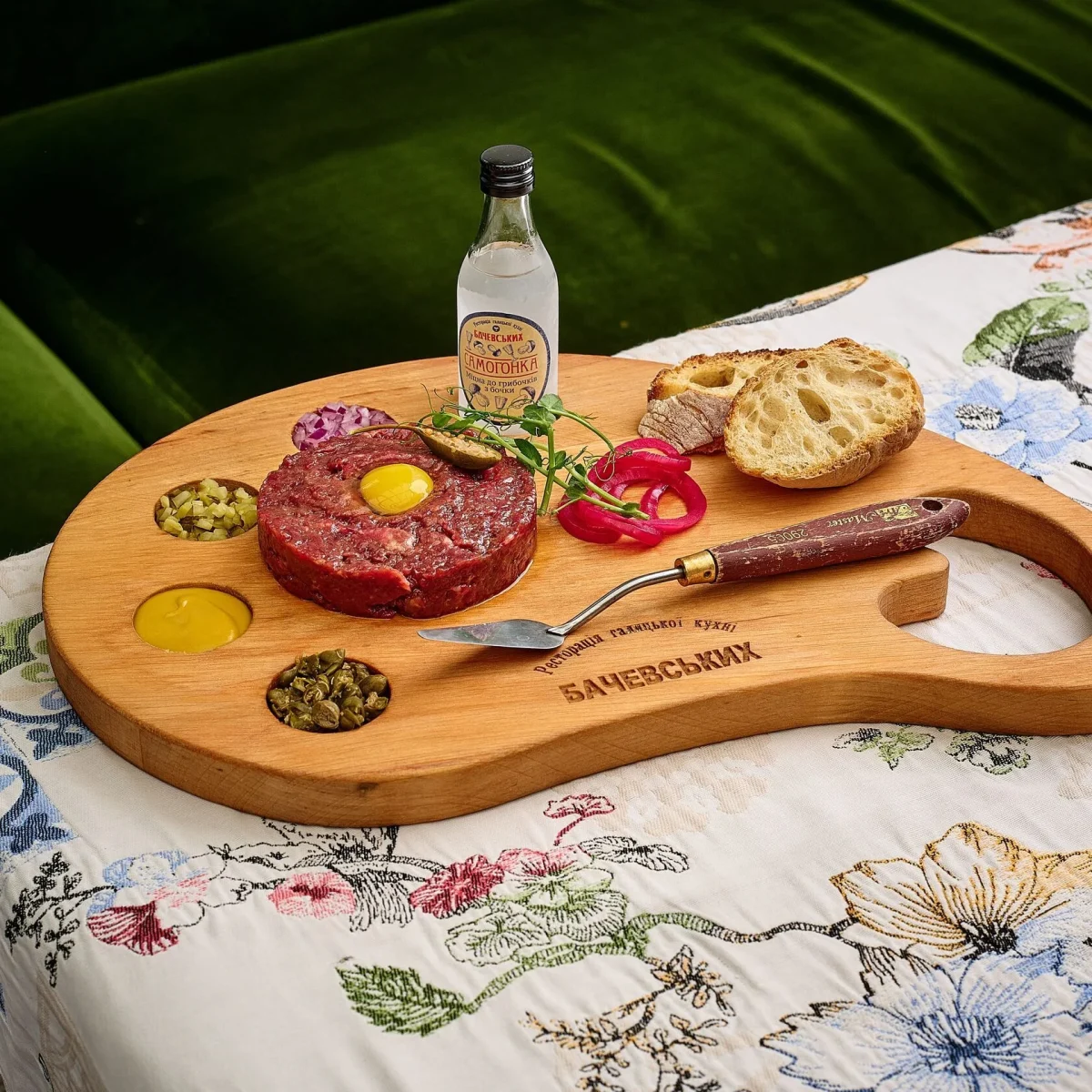 Tartare on a wooden board